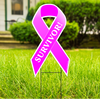 Breast Cancer Survivor Large 22"x 12" Outdoor Ribbon Shaped Yard Sign $13.99 FREE SHIPPING
