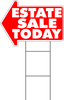 Estate Sale Today Yard Sign Arrow Shaped With Frame White/Red As Low As $8.95 FREE SHIPPING
