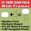 BLANK YARD SIGNS 10 PACK White Starburst LARGE with H-Stakes DIY~Sign Kit FREE SHIPPING